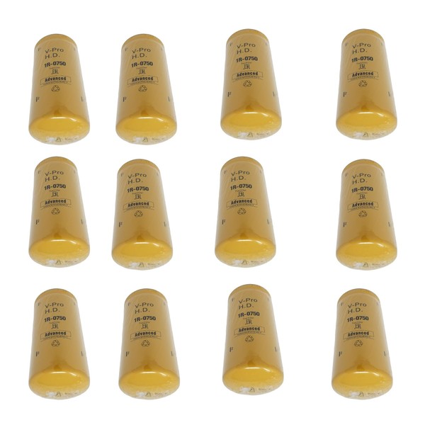 1R0750v (x12 Filters) Fuel Filter compatible with Autocar Truck W/CAT