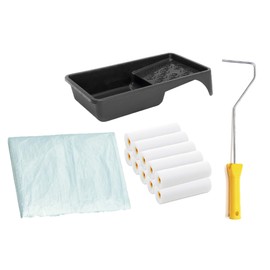 Paint Set: 10 x Foam Rollers 10 cm Super Fine Straight | 1 x Paint Roller Bracket | 1 x Paint Tray | 1 x Cover Film