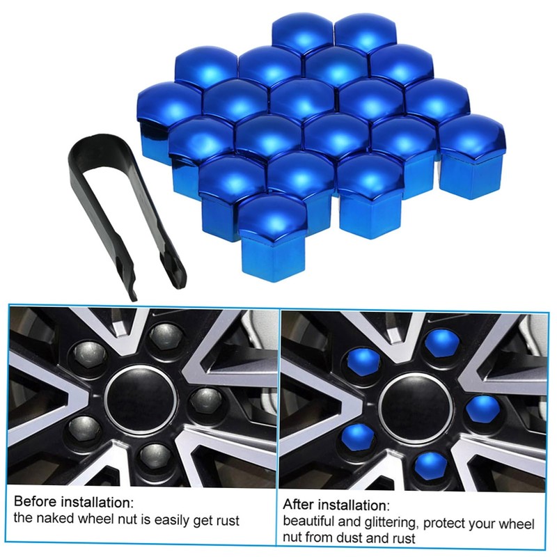 aqxreight 20pcs Universal 21mm Wheel Nut Covers Lug Nut Caps