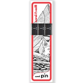 uni-ball PIN Fineliners | Black Fine Tipped Writing Pens | Water & Fade Resistant Ink | Ideal for Sketching, Scrapbooking, Outlining, Art, Technical Drawing | In Gift Box (Pack of 3, 0.5mm)