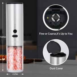 UNIOVC Electric salt and Pepper Grinder Set,Automatic Pepper Mill with Adjustable Coarseness,Electric salt and pepper shakers set,One Hand Operation with LED light,Electric pepper grinder Rechargeable