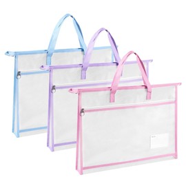 A3 Project Bag, 3PCS Waterproof Mesh Zipper Bag Craft Storage Bag with Handles for Knitting Quilting Sewing Crocheting