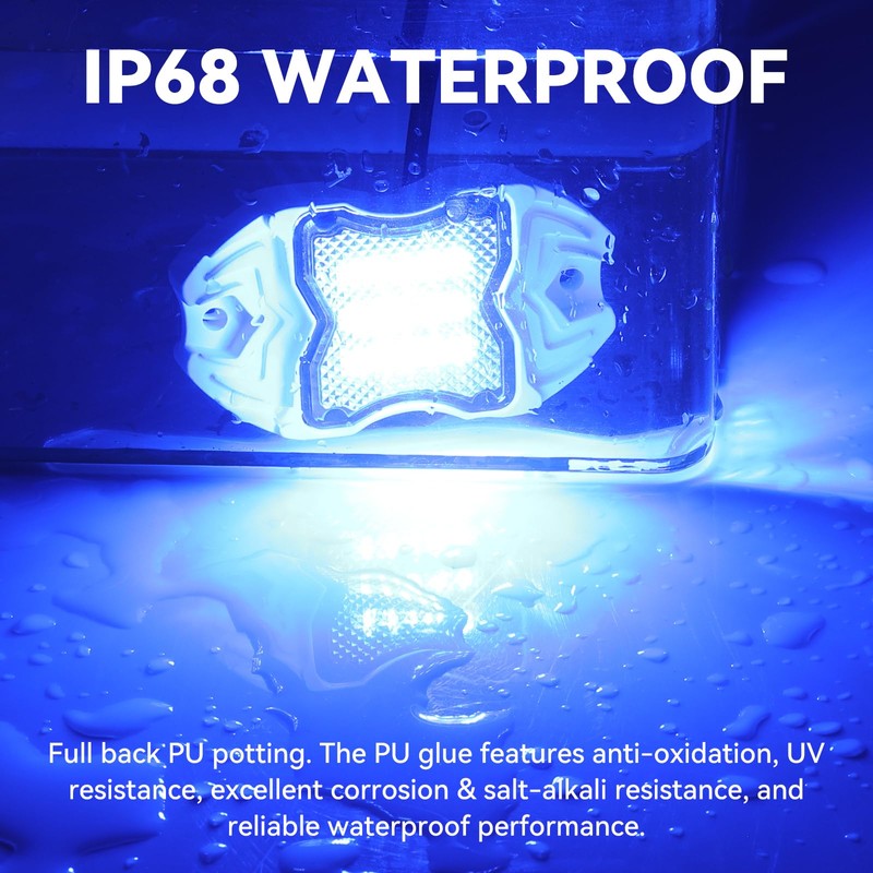 Dual‑Color White & Blue 12V IP68 LED Deck Courtesy Boat
