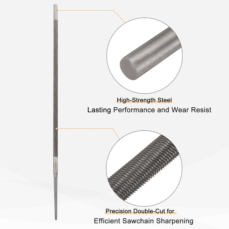 sourcing map 3pcs Chainsaw File, 13/64"(5.2mm) Round Sharpening Hand Files
