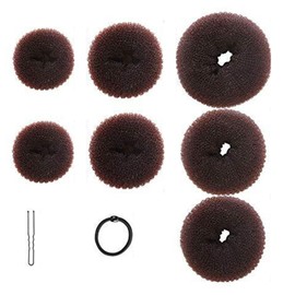 Hair Donut Bun Maker Set, Hair Bun Shaper Styling Set Incluye 7 Piezas Hair Bun Donut + 10 Piezas Horquillas para el Cabello + 5 Piezas Bandas Elásticas