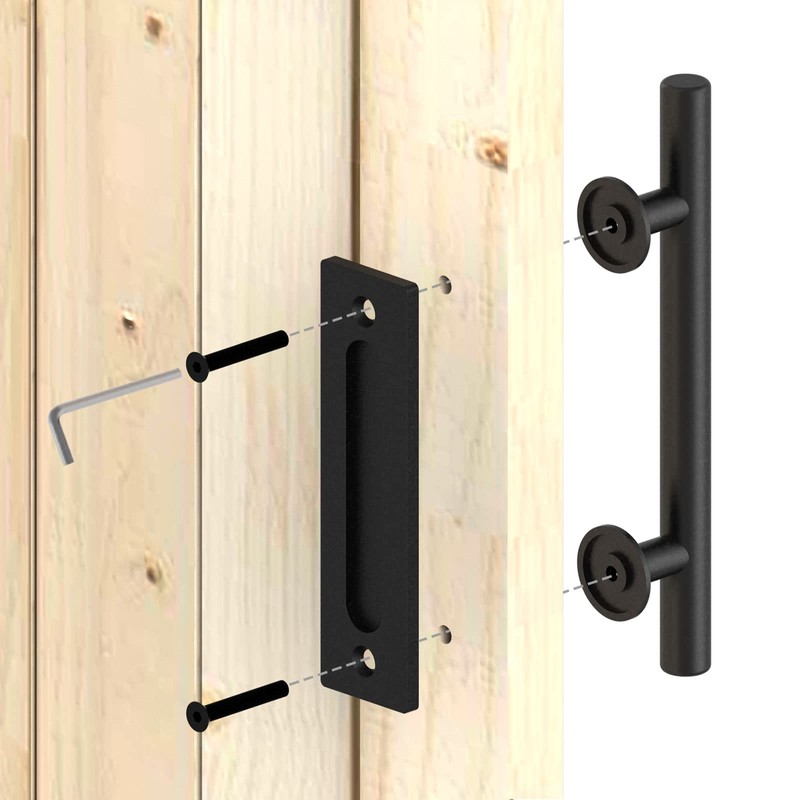 CCJH 12"/30cm Heavy Duty Pull and Flush Door Handle Set