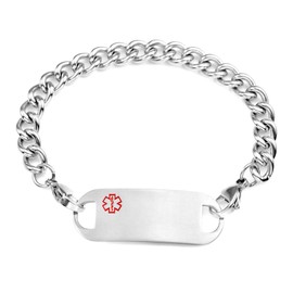 StickyJ Stainless Steel Medical Alert Bracelet for Men 8.5 Inches