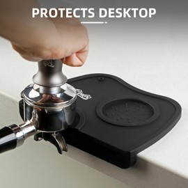 Silicone Coffee Tamper Mat, Black Corner Espresso Tamper Mat,Rubber Espresso Tamping Pad for Counter