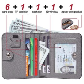 GADIEMKENSD Small Wallet Bifold RFID Credit Card Holder for Men Leather Coin Ladies Purse RFID Blocking Mini Compact Pocket Wallet with Zipper Card Cash Slots Ultra Slim Minimalist Deep Grey