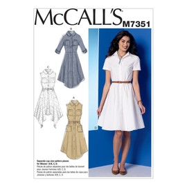 McCall's Patterns M7351 Misses' Shirtdresses with Pockets and Belt, Size A5 (6-8-10-12-14)