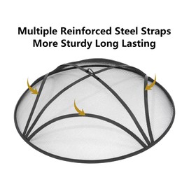 WeCooper 36In Reinforced Steel Round Fire Pit Screen Cover,Outdoor Patio FirePit Spark Screens,Heavy Duty Steel Mesh Fire Pit Ember Lid with Handle