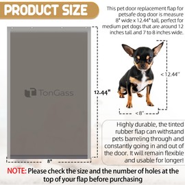 TonGass PAC11-11038 Medium Dog Door Flap Replacement Compatible with PetSafe Freedom Dog and Cat Doors - 8" x 12.44" with Magnetic Closure - Weather-Proof & Warp-Resistant Pet Door Replacement Flaps