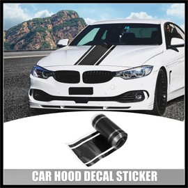 Hihaha 3.94"x70.87" Car Hood Stripe Pattern Sticker Exterior Decal Black Durable Material