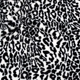 STOFFKONTOR Wellness Fleece Snow Leopard Fabric Sold by the Metre, Colour: White/Black, Cuddly Soft Fleece Fabric for Sewing Clothing, Blankets and Much More