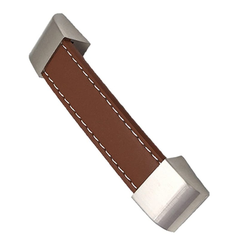 HOOUU 8 Pcs Leather Cabinet Drawer Pulls Knobs Handmade Leather