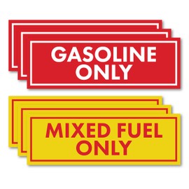 6pc Gasoline Only & Mixed Fuel Only Stickers for Fuel Tank | Weatherproof Adhesive Decals for Trucks, Tractors, Fuel Cans, Gas Caps