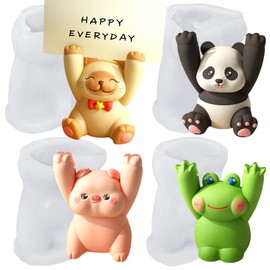 Cat Panda Pig Frog Resin Molds for Message Sticky Note Holder, Animal Raise Hand Silicone Mold for Resin Handcraft, Pets Mold for Home Decoration Office Car Ornament DIY Gift