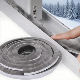 ZOMPAGO Brush Weather Stripping,0.4 in x 0.4 in x 32.8 FT,Grey,Insulation,Sliding Seal Strip,Glass,Window Felt,Brush Door Sweep,Self Adhesive Draft Blocker,Dust Stopper Sliding Door Seal Winter