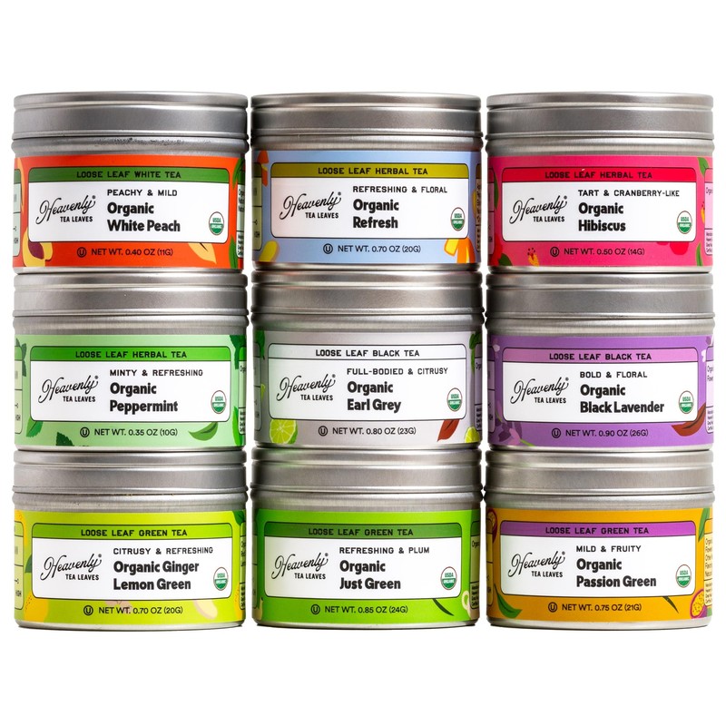 Heavenly Tea Leaves Organic Assorted 9 Loose Leaf Tea Gift