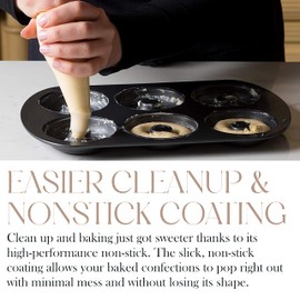 Bellemain Premiere - Molde para donas para hornear | Molde antiadherente de 31,8 x 21,6 cm con 6 moldes de donas | Bandejas de donas de acero | Haz bagels perfectos y donas para tartas (2)