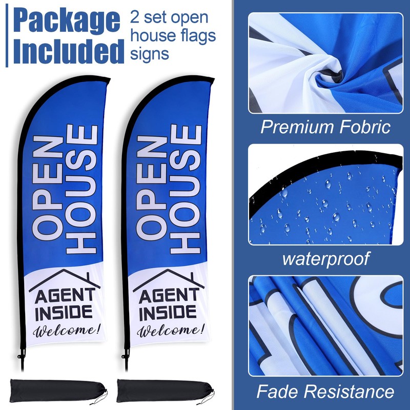 Buryeah 2 Pack Open House Flags Signs for Real Estate