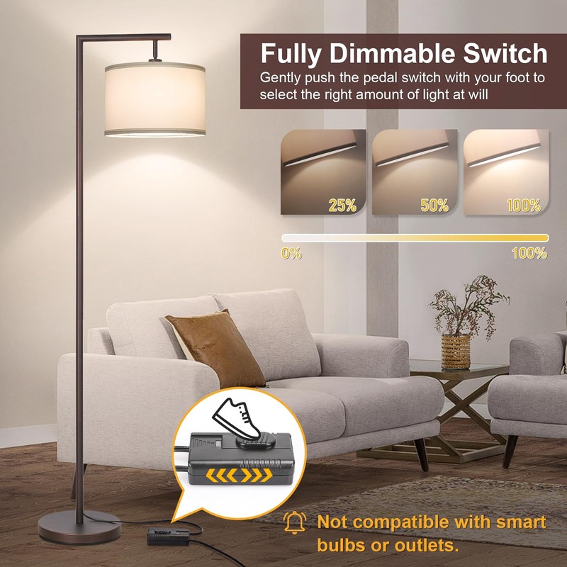 Fully Dimmable Floor Lamp Brown, Arc Floor Lamp for Bedroom