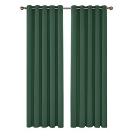Deconovo Deconovo Green Curtains Thermal Insulated Eyelet Blackout Curtains for Bedroom 66 x 90 Inch Forest Green Two Panels