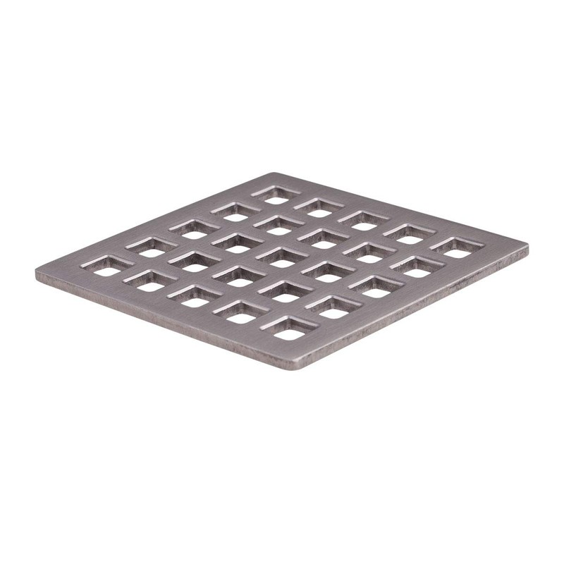 Uni-Green 3-3/4 inch Square Shower Drain Grate - 3.75" Brushed