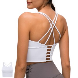 Kalocero Women's Sports Bras Racerback Wirefree Breathable Yoga Gym Bra Ladies 8 White