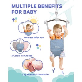 Infant Master Doorway Jumper, Johnny Jumper w/Adjustable Seat Bag, Durable Baby Door Bouncer & Swing Jumper w/Steel Spring, Wise Gift Choice for Infant & Toddler, Easy to Use, Blue