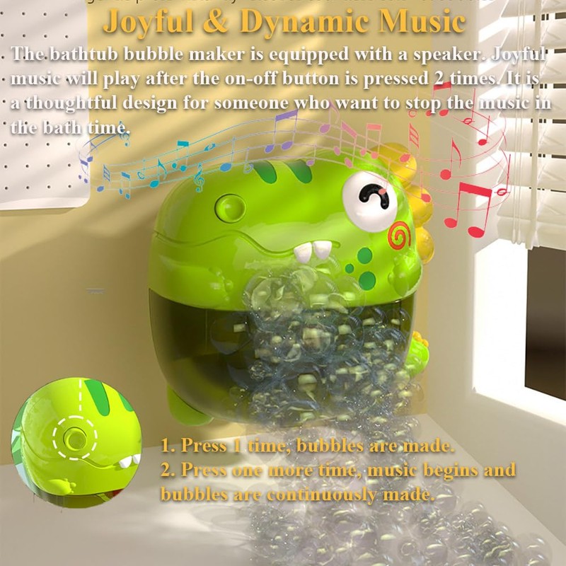 NEXTAKE Dinosaur Bathtub Bubble Maker Toy, Dino Tub Bubble Blower