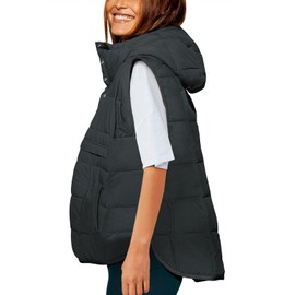 Saodimallsu Womens Quilted Puffer Vest Sleeveless Hoodies Fall Winter Tops with Kangaroo Pockets