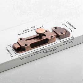 YACAIYUNL 4 Inch Antique Brass Door Slide Latch Lock Antique Door Sliding Bolt Heavy Duty Gate Sliding Bolt Latch with Screws for Garden Gate Shed Door Window - coppery