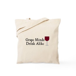 CafePress Grape Minds Think Alive Wine Tote Bag Natural Canvas Tote Bag, Reusable Shopping Bag