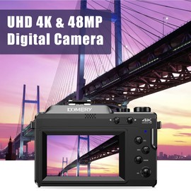 Cameras for Photography,4K Digital Camera 48MP WiFi Vlogging Camera for YouTube,Auto Focus Point and Shoot Camera,18X Zoom,Anti-Shake Video Camera,Travel Compact Camera for Beginners-Black