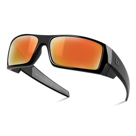 Polarized Sunglasses for Men with Corning Glass Lens - Scratch-Resistant, Optical Clarity, Premium UV Protection (Black/Orange Mirrored, Polarized)