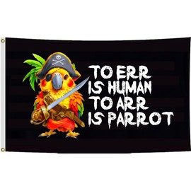Captain Parrot Pirate Boat Flag 12X18Inch, Funny Meme Flags, Double Side Printed, Funnt Flags, Men Women Banner, Fade Proof Vivid Color, Double Stitched with 2 Brass Grommets, Bar Garden Street Decoration, GYM, Office Decor,Indoor Outdoor Use,Gifts. (G-c