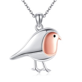HUKKUN Robin Bird Necklace Sterling Silver Robin Bird Jewelry Gift for Women