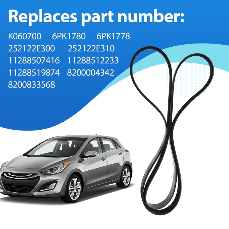 Engine Serpentine Drive Belt Fits for Hyundai Elantra Kona Tucson