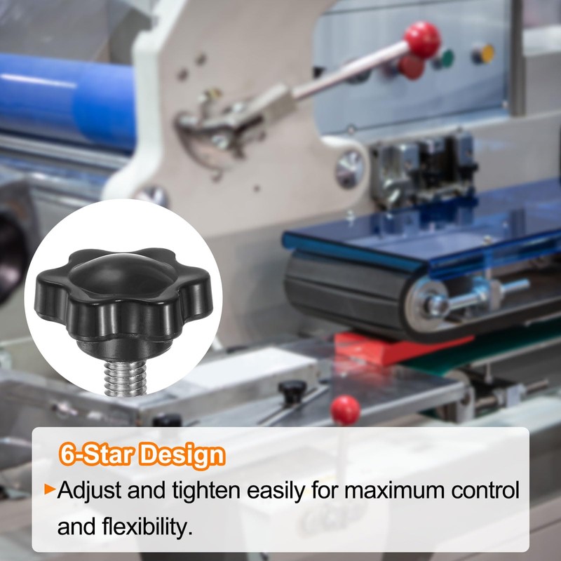 sourcing map 8pcs Star Knobs M6 x 30mm 304 Stainless