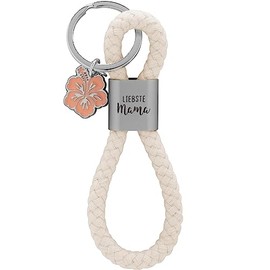 GRUSS & CO Key Ring Loop Motif Mum | Pendant Consisting of a Braided Loop, with Motif Print Liebste Mama, with Flower Charm | 48350, multicoloured, Motif "Mama"