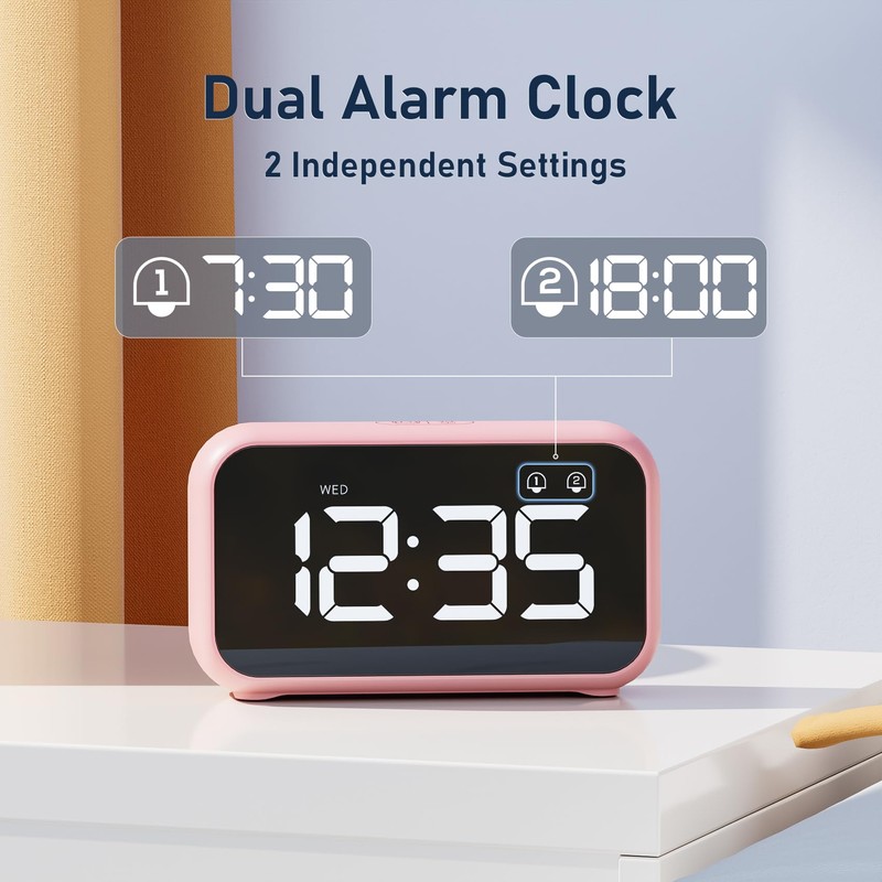 LATEC Alarm Clock, Digital Alarm Clock Bedside with LED Display,