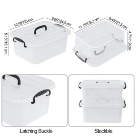 Waikhomes 8 L Clear Plastic Storage Bins with Lids, 2-Pack