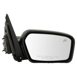 TRQ Passenger Side Power Heated Mirror with Puddle Light Textured Black Compatible with 2006-2010 Ford Fusion, 2006-2010 Mercury Milan FO1321327