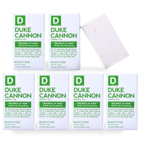 Duke Cannon Supply Co. Big Brick of Soap Bar for Men - Superior Grade, Extra Large, All Skin Types, 10 oz (6 Pack) (PRODUCTIVITY, 10 oz (Pack of 6))