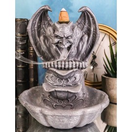 Ebros Gift Crouching Gothic Horned Devil Chimera Gargoyle On Fountain Pedestal Backflow Incense Cone Burner Figurine Stoic Buttress Goth Guardian Castle Top Warden Night Creature Sculpture