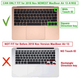 MMDW French Language AZERTY Silicone Keyboard Cover Skin for MacBook Air 13 with Retina Display and Touch ID 2020 2019 2018 Model A1932 Keyboard Protector Skin (US Versions),Black