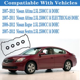 VS50777R Only for Aluminum Nissan Altima 2.5 Valve Cover Gasket with 4 Spark Seal,Rogue Sentra 2.5L Engine Code QR25DE 2007 2008 2009 2011 2010 2012 07 08 09 10 11 12 036-1758 13270-JG30A 13270JA00A.