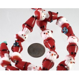 TMGP 6 Lampworked Glass 12x29mm Standing Santa Claus with Gift Beads 1.5-1.8mm Hole *