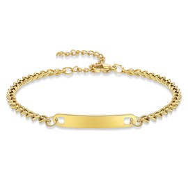 HMOOY Couples Matching Bracelets His and Hers, Stainless Steel Relationship Bracelets Silver/Gold/Black Plated Bracelet Long Distance Touch Bracelets for Women Men Promise Jewelry Gifts (Women-Gold)